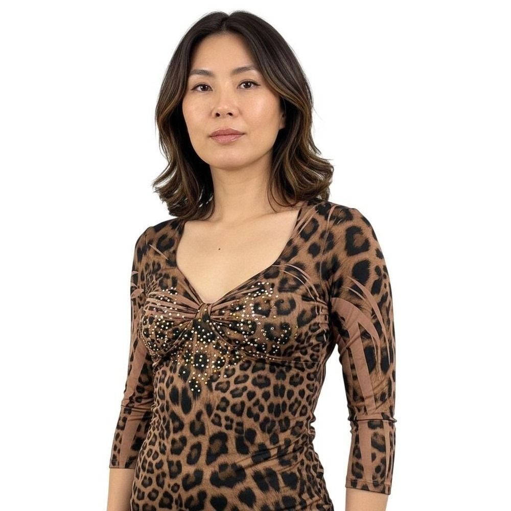 Vintage Reina Womens Leopard BimboCore Whimsigoth Top Sz 3 XL